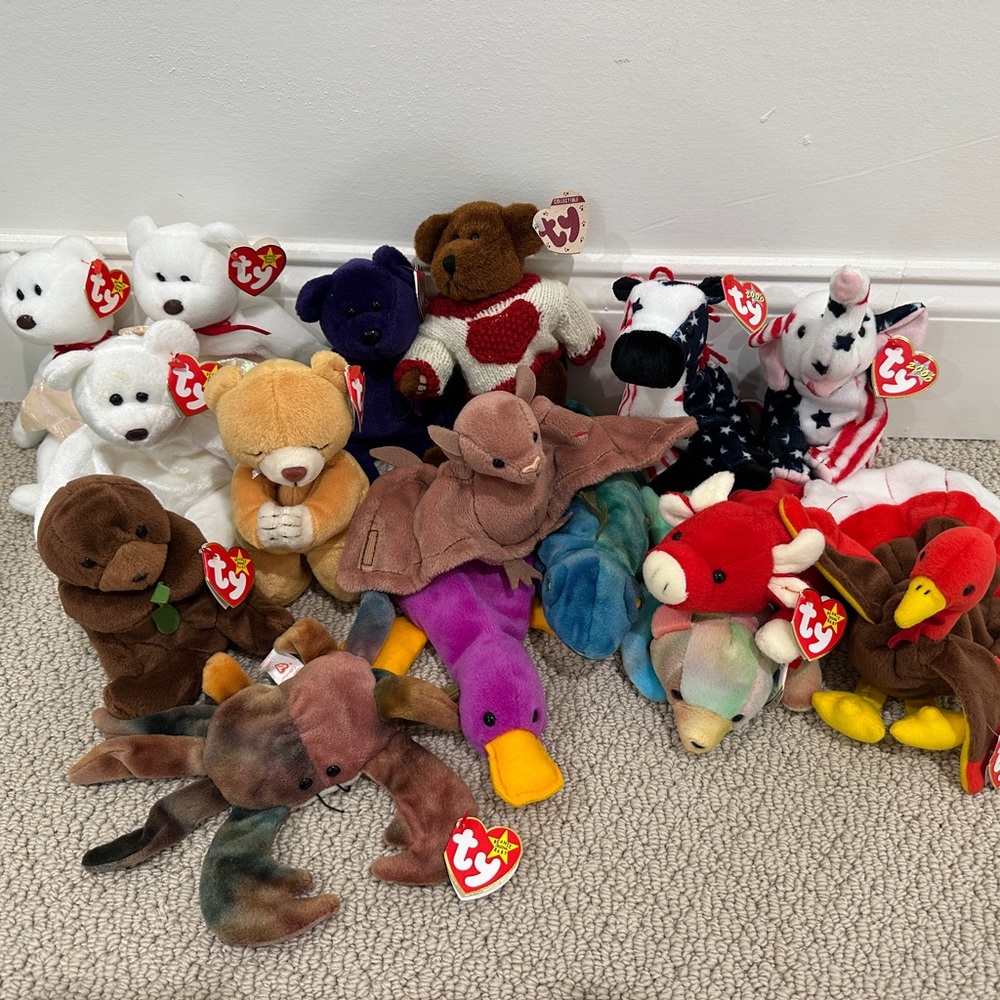 17 TY Beanie Babies Plush Toy Collection from 80s /90s
